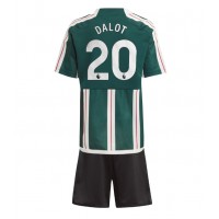 Camisa de Futebol Manchester United Diogo Dalot #20 Equipamento Secundário Infantil 2023-24 Manga Curta (+ Calças curtas)